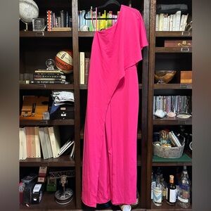 One shoulder Adrianna Papell Pink Jumpsuit size 16